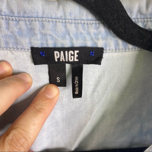 Paige Layda Denim Button Down Ruffle Shirt - Picture 14 of 15